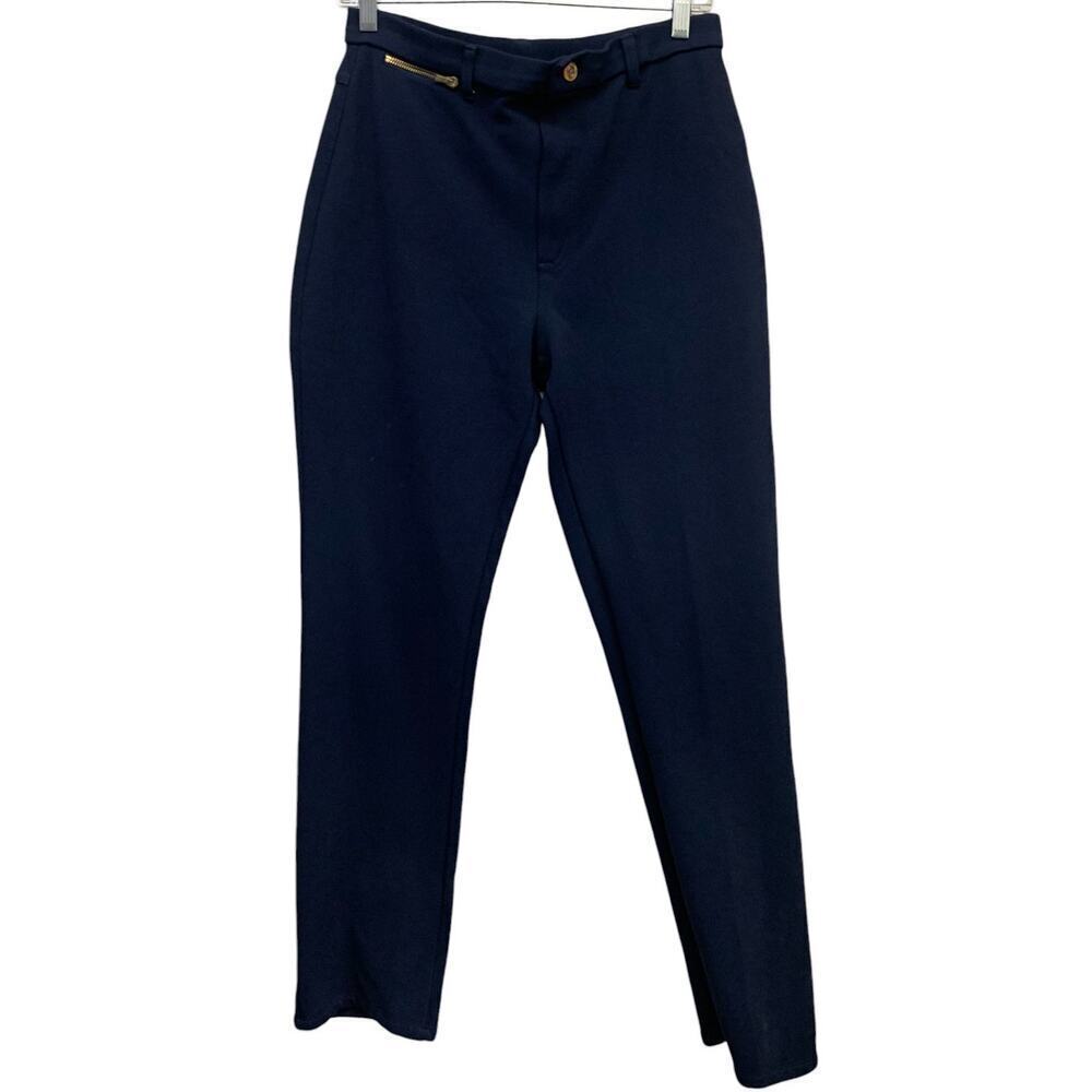 St. John Sport By Marie Gray Straight Leg High Rise Navy Pants SZ‎ 6
